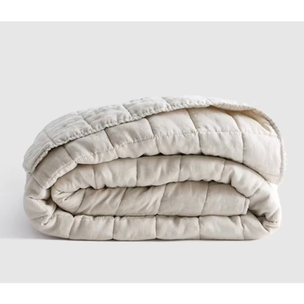 European Luxury Linen Box Quilt Twin in Sand NWOT # 29